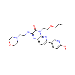 CCCOCCn1c(=O)c(NCCN2CCOCC2)nc2ccc(-c3ccc(OC)nc3)nc21 ZINC000043012764