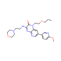 CCCOCCn1c(=O)c(NCCN2CCOCC2)nc2ncc(-c3ccc(OC)nc3)cc21 ZINC000043122759