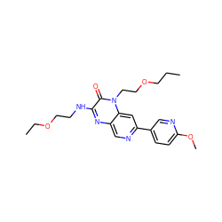 CCCOCCn1c(=O)c(NCCOCC)nc2cnc(-c3ccc(OC)nc3)cc21 ZINC000045245001