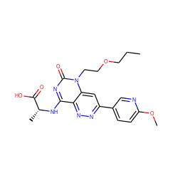 CCCOCCn1c(=O)nc(N[C@H](C)C(=O)O)c2nnc(-c3ccc(OC)nc3)cc21 ZINC000073160772