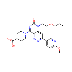 CCCOCCn1c(=O)nc(N2CCC(C(=O)O)CC2)c2nnc(-c3ccc(OC)nc3)cc21 ZINC000073142416