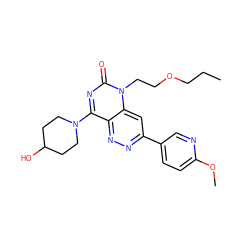 CCCOCCn1c(=O)nc(N2CCC(O)CC2)c2nnc(-c3ccc(OC)nc3)cc21 ZINC000073166055