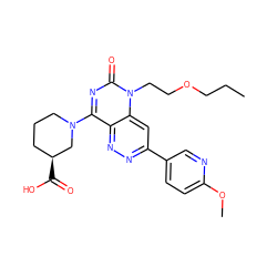 CCCOCCn1c(=O)nc(N2CCC[C@H](C(=O)O)C2)c2nnc(-c3ccc(OC)nc3)cc21 ZINC000073142418