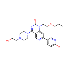 CCCOCCn1c(=O)nc(N2CCN(CCO)CC2)c2cnc(-c3ccc(OC)nc3)cc21 ZINC000073196600