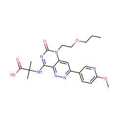 CCCOCCn1c(=O)nc(NC(C)(C)C(=O)O)c2nnc(-c3ccc(OC)nc3)cc21 ZINC000073195770