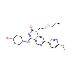 CCCOCCn1c(=O)nc(NC2CCC(O)CC2)c2cnc(-c3ccc(OC)nc3)cc21 ZINC000073158602