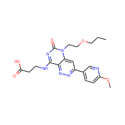 CCCOCCn1c(=O)nc(NCCC(=O)O)c2nnc(-c3ccc(OC)nc3)cc21 ZINC000073166058