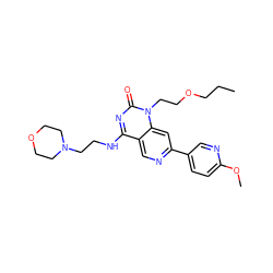 CCCOCCn1c(=O)nc(NCCN2CCOCC2)c2cnc(-c3ccc(OC)nc3)cc21 ZINC000073160634