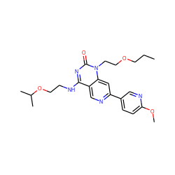 CCCOCCn1c(=O)nc(NCCOC(C)C)c2cnc(-c3ccc(OC)nc3)cc21 ZINC000073160631