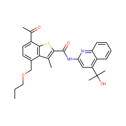 CCCOCc1ccc(C(C)=O)c2sc(C(=O)Nc3cc(C(C)(C)O)c4ccccc4n3)c(C)c12 ZINC001772587585