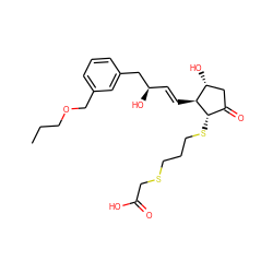 CCCOCc1cccc(C[C@H](O)/C=C/[C@H]2[C@H](O)CC(=O)[C@@H]2SCCCSCC(=O)O)c1 ZINC000013836457