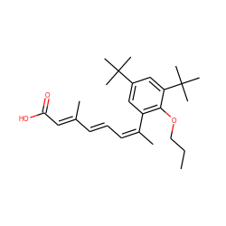 CCCOc1c(/C(C)=C\C=C\C(C)=C\C(=O)O)cc(C(C)(C)C)cc1C(C)(C)C ZINC000013522262