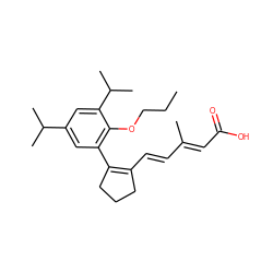 CCCOc1c(C2=C(/C=C/C(C)=C/C(=O)O)CCC2)cc(C(C)C)cc1C(C)C ZINC000013527128