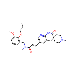 CCCOc1c(CN(C)C(=O)/C=C/c2cnc3c(c2)CC2(CCN(C)CC2)C(=O)N3)cccc1OC ZINC000045259886