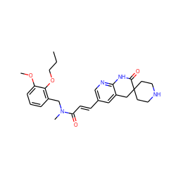 CCCOc1c(CN(C)C(=O)/C=C/c2cnc3c(c2)CC2(CCNCC2)C(=O)N3)cccc1OC ZINC000045245428