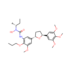 CCCOc1c(NC(=O)N(O)[C@H](C)CC)cc([C@@H]2CC[C@@H](c3cc(OC)c(OC)c(OC)c3)O2)cc1OC ZINC000027718583