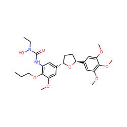 CCCOc1c(NC(=O)N(O)CC)cc([C@@H]2CC[C@@H](c3cc(OC)c(OC)c(OC)c3)O2)cc1OC ZINC000027730154