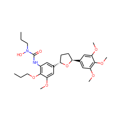 CCCOc1c(NC(=O)N(O)CCC)cc([C@@H]2CC[C@@H](c3cc(OC)c(OC)c(OC)c3)O2)cc1OC ZINC000027714695