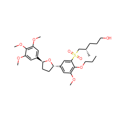 CCCOc1c(OC)cc([C@@H]2CC[C@@H](c3cc(OC)c(OC)c(OC)c3)O2)cc1S(=O)(=O)C[C@@H](C)CCCO ZINC000027107144