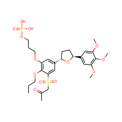 CCCOc1c(OCCCOP(=O)(O)O)cc([C@@H]2CC[C@@H](c3cc(OC)c(OC)c(OC)c3)O2)cc1S(=O)(=O)CC(C)=O ZINC000003920366