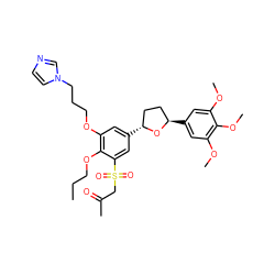 CCCOc1c(OCCCn2ccnc2)cc([C@@H]2CC[C@@H](c3cc(OC)c(OC)c(OC)c3)O2)cc1S(=O)(=O)CC(C)=O ZINC000003922776