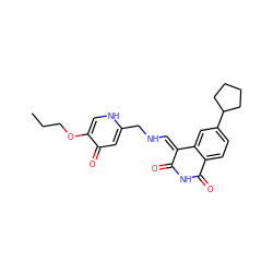 CCCOc1c[nH]c(CN/C=C2\C(=O)NC(=O)c3ccc(C4CCCC4)cc32)cc1=O ZINC000040402788