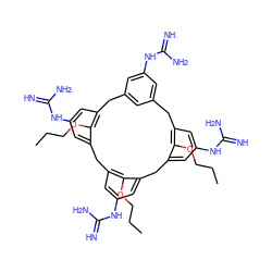 CCCOc1c2cc(NC(=N)N)cc1Cc1cc(NC(=N)N)cc(c1OCCC)Cc1cc(NC(=N)N)cc(c1OCCC)Cc1cc(cc(NC(=N)N)c1)C2 ZINC001772631648