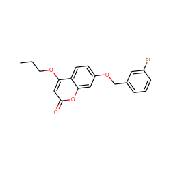 CCCOc1cc(=O)oc2cc(OCc3cccc(Br)c3)ccc12 ZINC000103243487