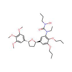 CCCOc1cc([C@H]2CC[C@H](c3cc(OC)c(OC)c(OC)c3)O2)cc(N(CC)C(=O)N(O)CCC)c1OCCC ZINC000027714122