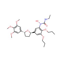 CCCOc1cc([C@H]2CC[C@H](c3cc(OC)c(OC)c(OC)c3)O2)cc(N(O)C(=O)NCC)c1OCCC ZINC000027719405