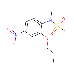 CCCOc1cc([N+](=O)[O-])ccc1N(C)S(C)(=O)=O ZINC000013682002