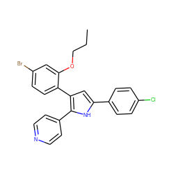 CCCOc1cc(Br)ccc1-c1cc(-c2ccc(Cl)cc2)[nH]c1-c1ccncc1 ZINC000027721751