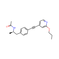 CCCOc1cc(C#Cc2ccc(C[C@@H](C)NC(C)=O)cc2)ccn1 ZINC000113410509