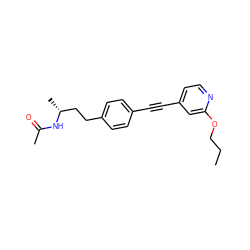 CCCOc1cc(C#Cc2ccc(CC[C@@H](C)NC(C)=O)cc2)ccn1 ZINC000113410985