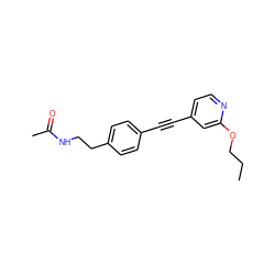 CCCOc1cc(C#Cc2ccc(CCNC(C)=O)cc2)ccn1 ZINC000113409660