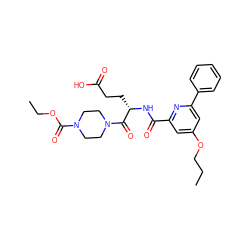 CCCOc1cc(C(=O)N[C@@H](CCC(=O)O)C(=O)N2CCN(C(=O)OCC)CC2)nc(-c2ccccc2)c1 ZINC000045389457