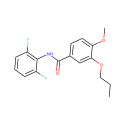 CCCOc1cc(C(=O)Nc2c(F)cccc2F)ccc1OC ZINC000013736969