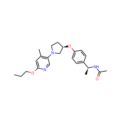 CCCOc1cc(C)c(N2CC[C@@H](Oc3ccc([C@H](C)NC(C)=O)cc3)C2)cn1 ZINC000169709244