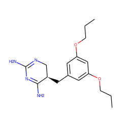 CCCOc1cc(C[C@@H]2CN=C(N)N=C2N)cc(OCCC)c1 ZINC000013757862