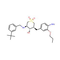 CCCOc1cc(C[C@@H]2CS(=O)(=O)C[C@H](NCc3cccc(C(C)(C)C)c3)[C@H]2O)ccc1N ZINC000084653851