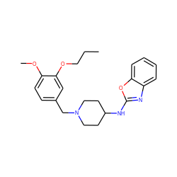 CCCOc1cc(CN2CCC(Nc3nc4ccccc4o3)CC2)ccc1OC ZINC000028827115