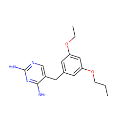 CCCOc1cc(Cc2cnc(N)nc2N)cc(OCC)c1 ZINC000013726780