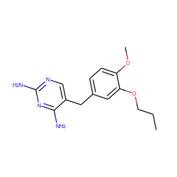 CCCOc1cc(Cc2cnc(N)nc2N)ccc1OC ZINC000013532849