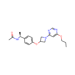 CCCOc1cc(N2CC(Oc3ccc([C@H](C)NC(C)=O)cc3)C2)ncn1 ZINC000169694408