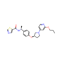 CCCOc1cc(N2CC[C@@H](Oc3ccc([C@H](C)NC(=O)c4cncs4)cc3)C2)ccn1 ZINC000169709840