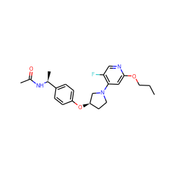 CCCOc1cc(N2CC[C@@H](Oc3ccc([C@H](C)NC(C)=O)cc3)C2)c(F)cn1 ZINC000169709286