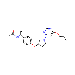 CCCOc1cc(N2CC[C@@H](Oc3ccc([C@H](C)NC(C)=O)cc3)C2)ncn1 ZINC000261070904