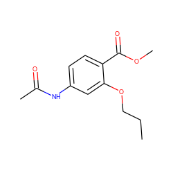 CCCOc1cc(NC(C)=O)ccc1C(=O)OC ZINC000034084159