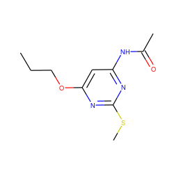 CCCOc1cc(NC(C)=O)nc(SC)n1 ZINC000014975594