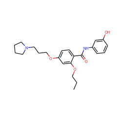 CCCOc1cc(OCCCN2CCCC2)ccc1C(=O)Nc1cccc(O)c1 ZINC000072182199